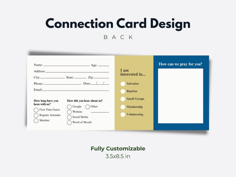 Editable Church Welcome Card Template | Canva Visitor & Connect Card 3× ...