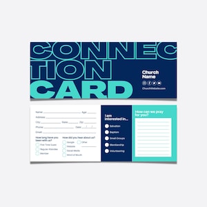 Modèle de carte Church Connect modifiable pour les nouveaux visiteurs | Toile personnalisable | Formulaire d'invité pour la première fois