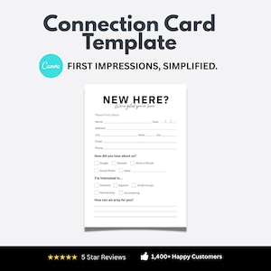Modèle de carte de connexion à l'église modifiable : bienvenue aux nouveaux invités (toile, 5 x 7 pouces, téléchargement numérique)