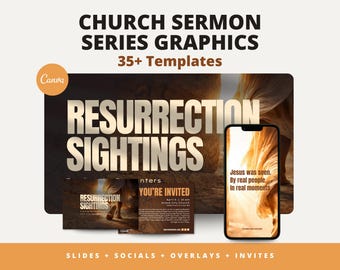 Paquete de sermones sobre avistamientos de la resurrección / Gráficos para la iglesia de Pascua / Publicar apariciones de Jesús / Kit para redes sociales de la iglesia