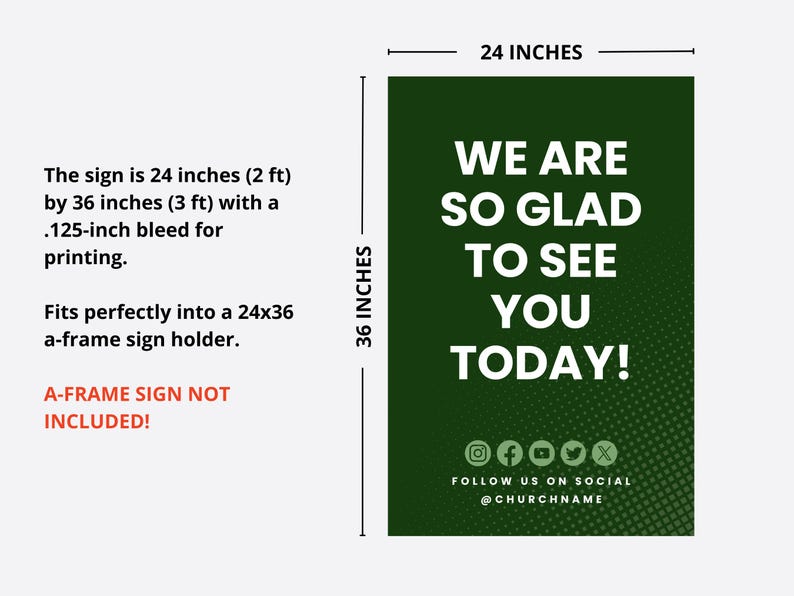 Editable A-frame Sign Bundle Canva 24x36 Church Welcome & Parking Signs ...