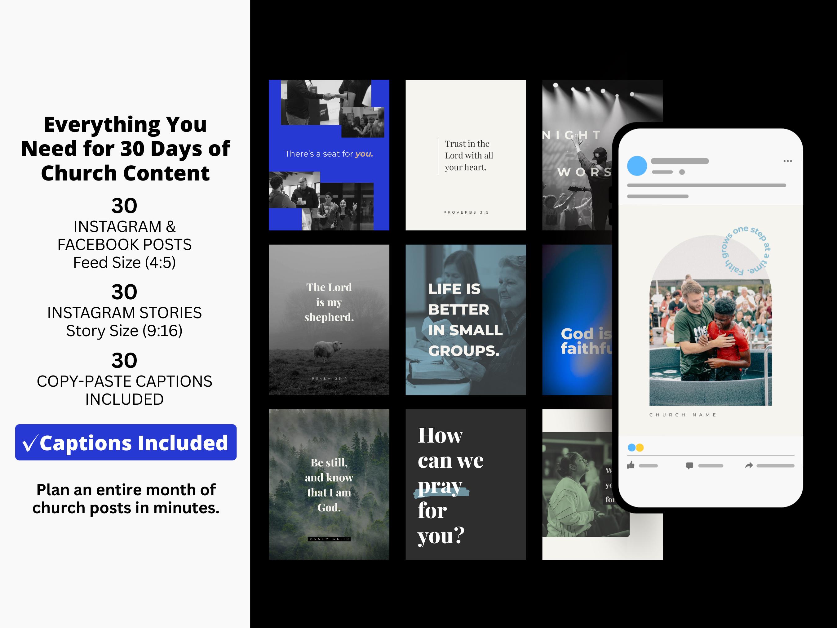 30 Day Church Social Media Kit | Canva Templates for Instagram ...