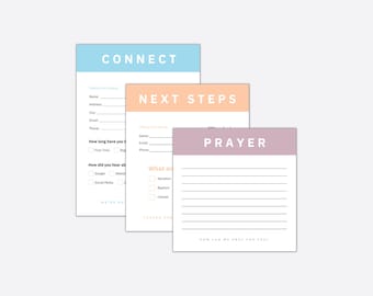 Customizable Church Welcome Cards: Stackable Connection, New Guest & Prayer Request Templates