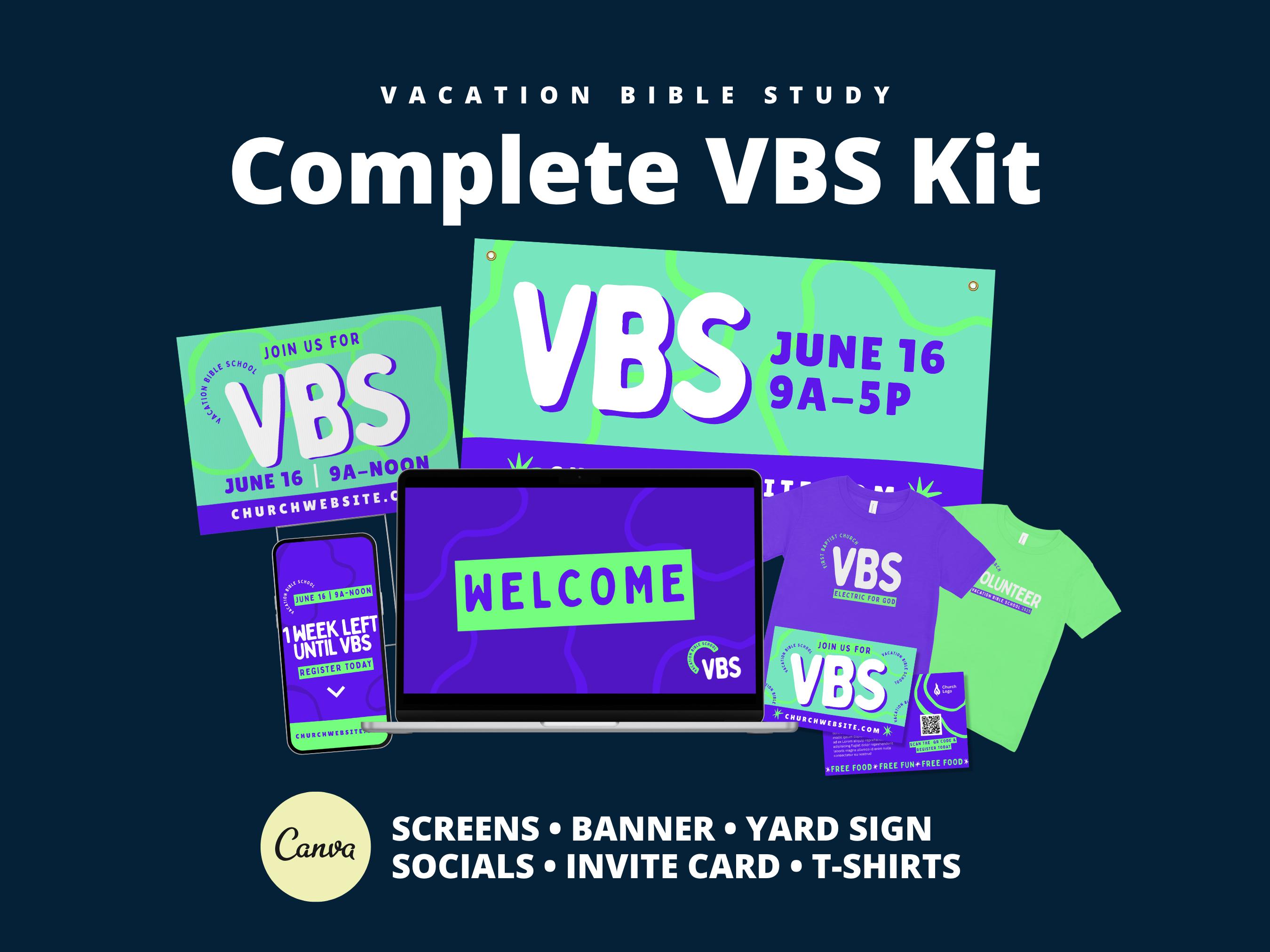 Vbs Layout Editable VBS Church Graphics Bundle Canva Templates, Vacation Bible School Kit ...