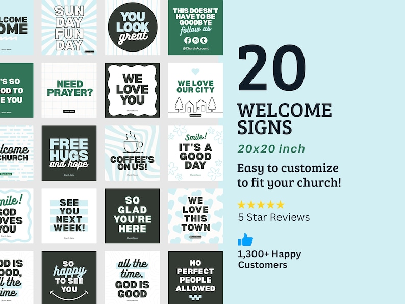 Church Welcome Sign Templates: Handheld Greeter Signs, Canva Editable ...