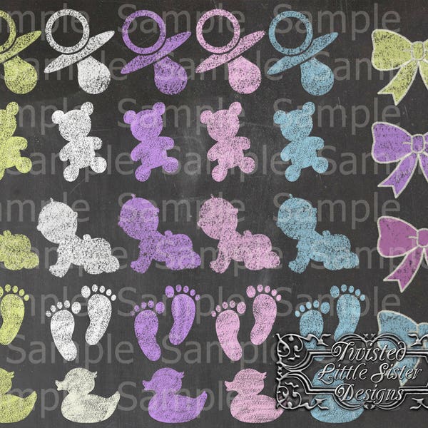 PRICE REDUCED Chalk art 29 files TLS baby png graphics that look like Chalk art for Digital Photography editing props Chalk board designs