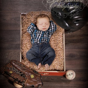 PRICE REDUCED Baseball baby in a Coke cola box with baseball mit glove Infant-newborn digital backdrop overlay for baby photography rustic