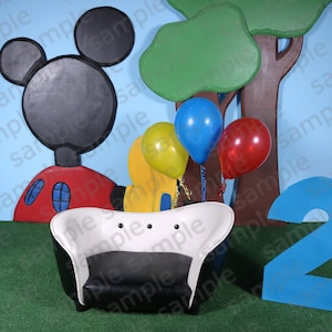 ¡Rebaja de precio! Fondo digital tallado a mano del Club de Mickey Mouse, accesorios fotográficos digitales para el segundo cumpleaños. ¡Único!