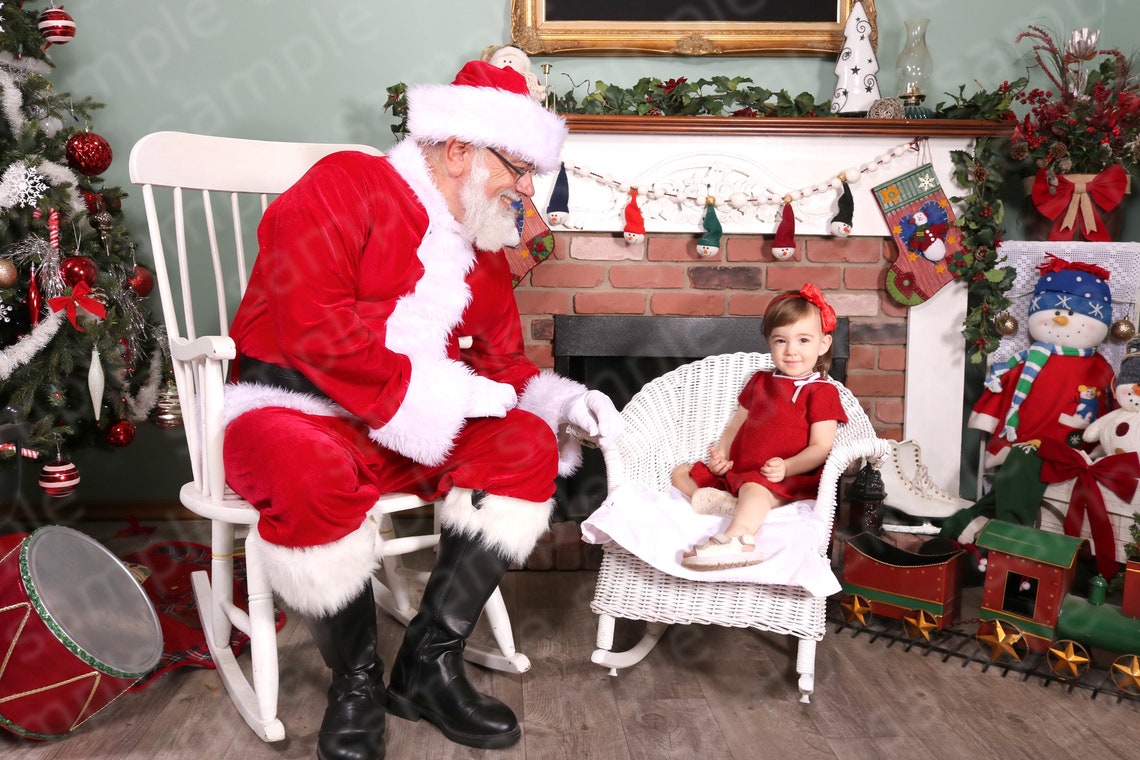 PRICE DROP Digital Backdrop of Santa Sitting Beside a Child’s Chair DIY