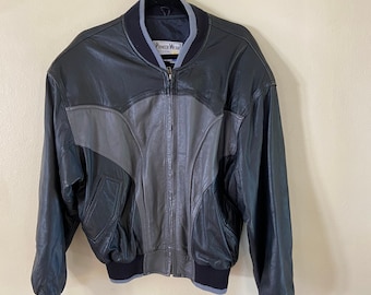 Vintage Pioneer Wear Leather Bomber Jacket