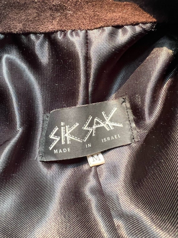 Sik Sak Brown Suede Vintage 80s Abstract Leather Bomb… - Gem