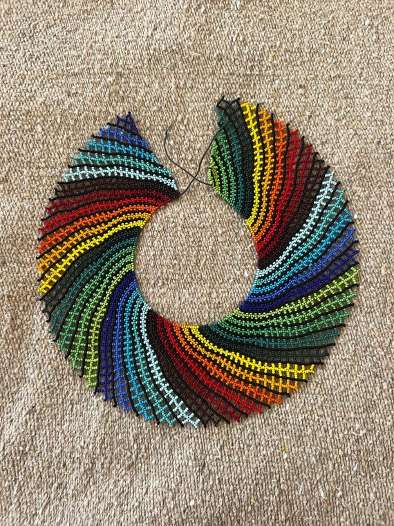 Vintage Beaded Rainbow Southwest Necklace Collar B