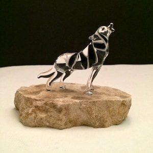 Howling Wolf Handblown Glass Sculpture