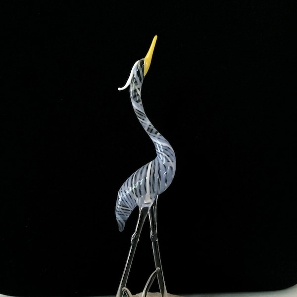 Blue Heron Handblown Glass Sculpture