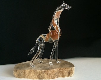 Giraffe Handblown Glass Sculpture