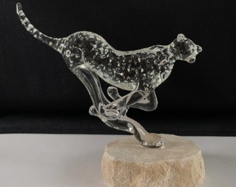 Running Cheetah Handblown Glass Sculpture