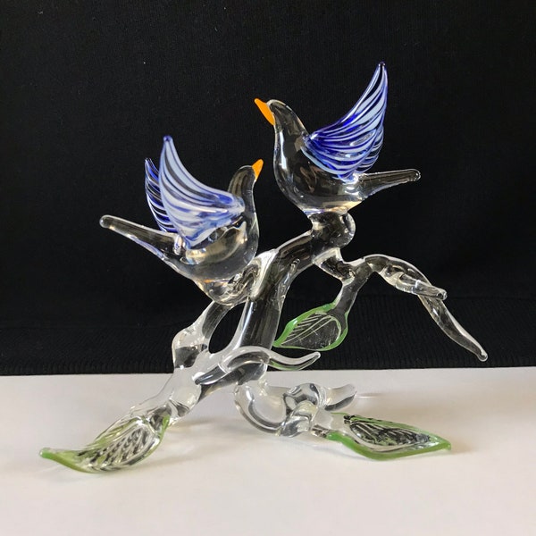 Lovebirds Handblown Glass Sculpture