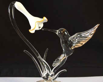 Hummingbird Handblown Glass Sculpture