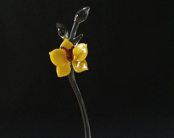 Orchid Handblown Glass Sculpture