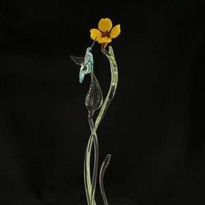 Dogwood Flower & Hummingbird Handblown Glass Sculpture