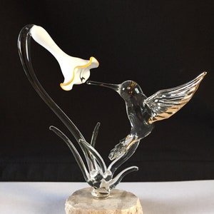 Hummingbird Handblown Glass Sculpture