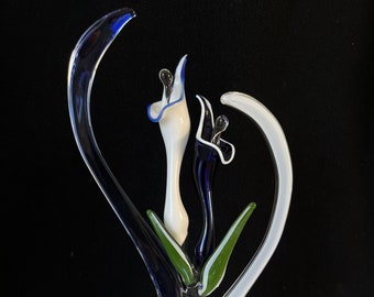 Calla Lilies Cake Top Handblown Glass Sculpture