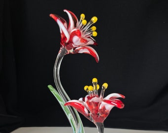Lilies Handblown Glass Sculpture