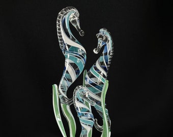 Seahorse Family Handblown Glass Sculpture