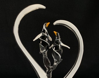 Penguin Cake Top Handblown Glass Sculpture