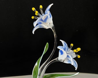 Lily Flower Handblown Glass Sculpture