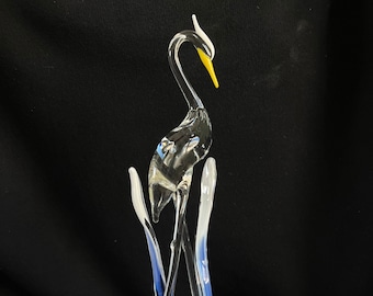 Heron Handblown Glass Sculpture