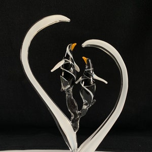 Penguin Cake Top Handblown Glass Sculpture