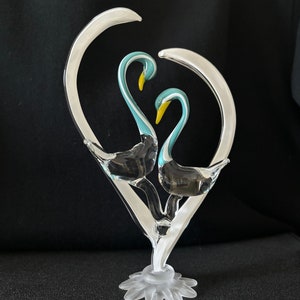 Swan Cake Top Handblown Glass Sculpture