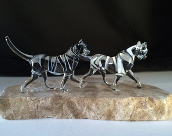 Cats Handblown Glass Sculpture
