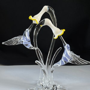 Double Hummingbird Handblown Glass Sculpture image 4