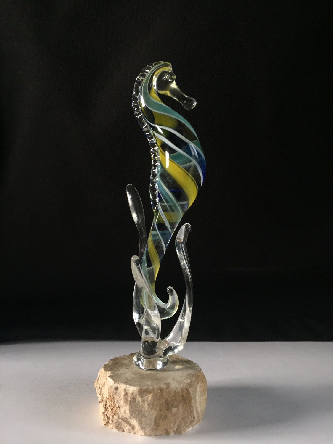 Handblown Glass Seahorse Sculpture Etsy