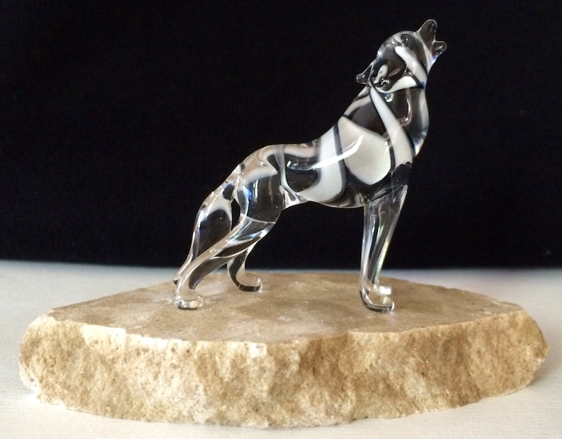 Howling Wolf Handblown Glass Sculpture image 2