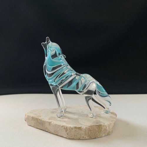 Howling Wolf Handblown Glass Sculpture Etsy Canada