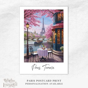 Cartolina di viaggio di Parigi, Francia, Caffè di Parigi, Cartolina di Parigi, Arte di Parigi, Francia, Cartolina della Torre Eiffel, Matrimonio da sogno, Save the Date
