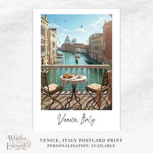 Carte postale Venise Italie, carte de voeux, illustration de voyage en Italie, impression carte postale Venise, mariage à destination, carte postale Europe Save the date,