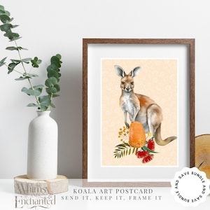 Impression d'art kangourou australienne, décoration pour la maison, impressions murales astucieuses, impression de chambre de bébé Joey, carte postale illustrée, souvenirs australiens, mini