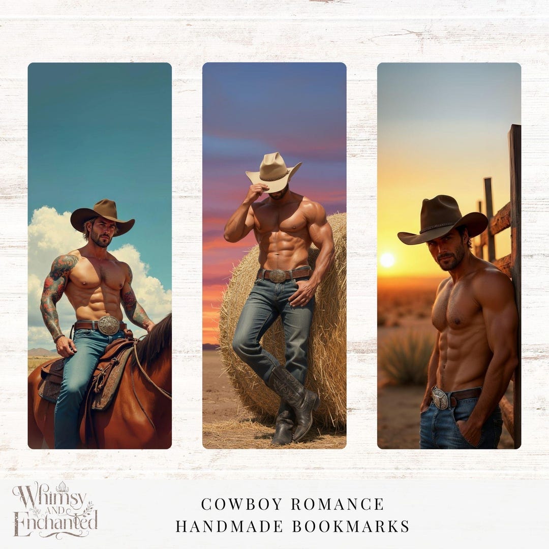 Cowboy Romance Bookmark Set, Handmade Bookish Gift, Western Steamy ...