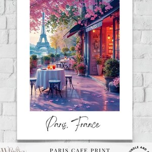 Paris Cafe Print, Eiffle Tower Print, Travel Postcard Print, Holiday print, Paris home deco, Paris Postcard, Mini Polaroid Print, Bonvoyage