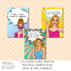 Chica atrevida de arte pop, impresión divertida, impresión de arte pop sarcástico, impresión desde casa, impresiones divertidas para ella, Sassy Bookish, impresiones inspiradoras, chica