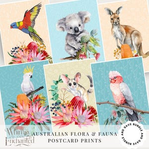 Australian Native Postkartendruck, Känguru, Gala, Rosella, Opossum, Koala, Kakadu, Proteas, Gumminuss, Aussie Wandkunst, Grußkarte