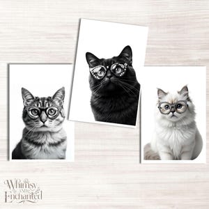Funny Cat Postcard, Glamour Puss Cat Print, Stylish Cat Gift for Cat Lovers, Cute Feline Art Card, Cat Wall Decor, Printed Postcard