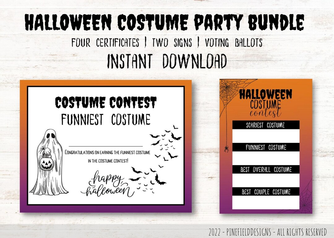 Halloween Costume Voting Ballots, Costume Contest Certificates