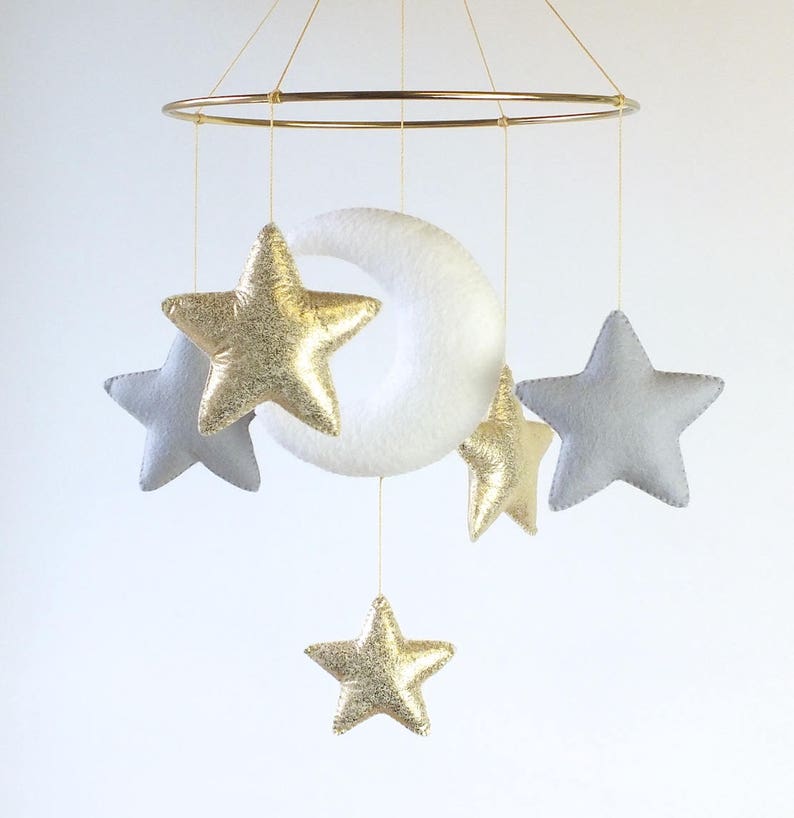 Baby Mobile White Baby Pink Gold Baby Mobile Baby Crib Etsy