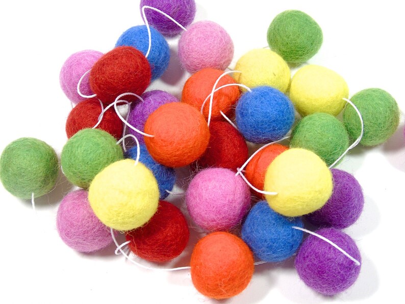 Felt Ball Garland 30 Balls for 2meters7ft Baby Room Etsy