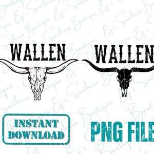 Wallen BullHead Png, Retro Wallen Stierschädel PNG, Cowboy Wallen, Country Western Png, digitaler Download, Cowboy Design, Western Cowboy